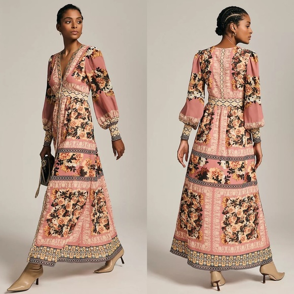 Anthropologie Dresses & Skirts - Anthropologie Vineet Bahl Embroidered Long-Sleeve Dress